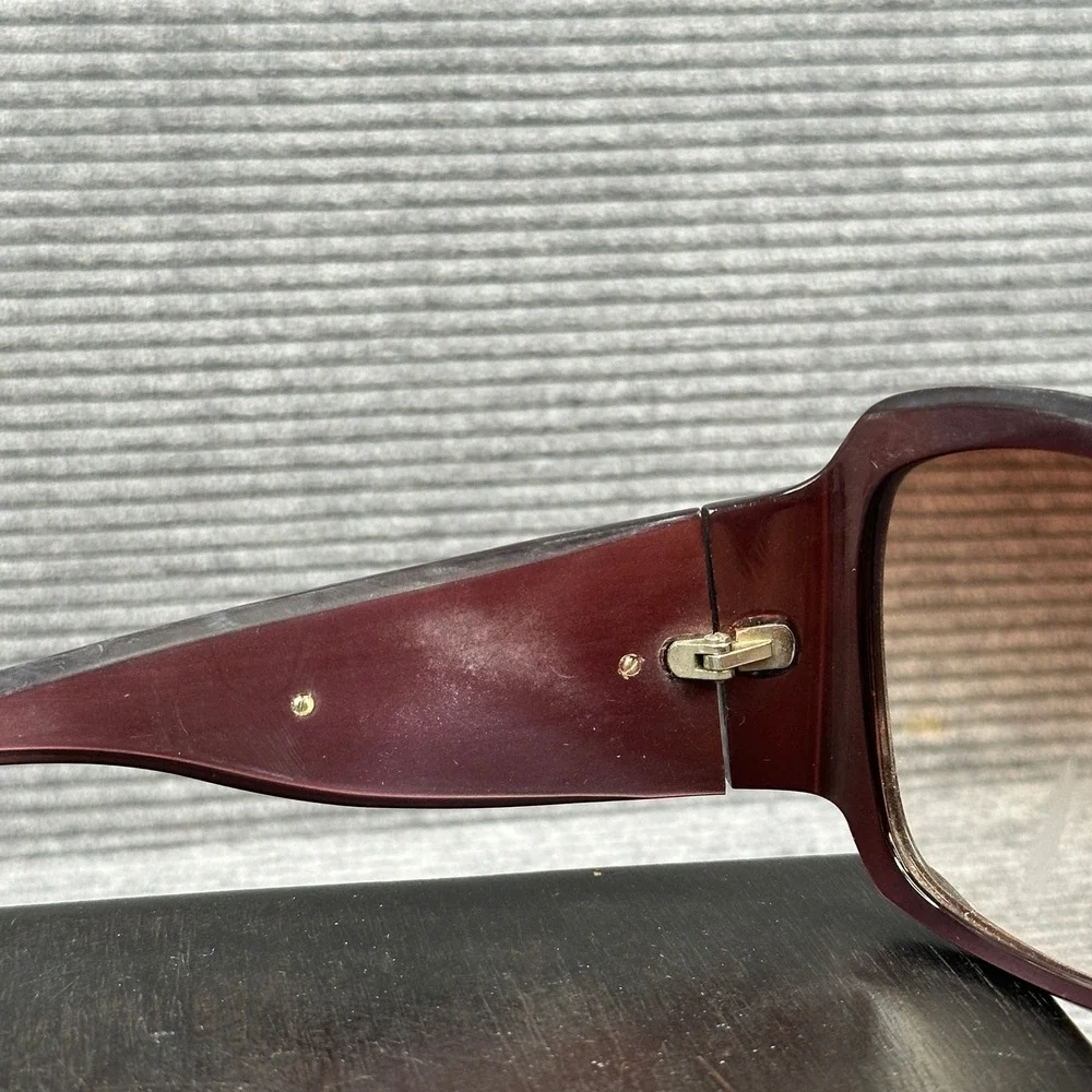 Marc Jacobs Burgundy Y2k Oversized Square Sunglasses Gold Logo MMJ 096/S